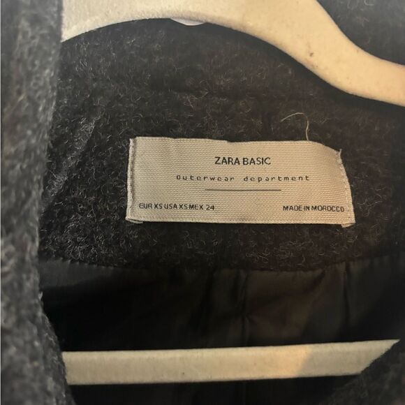 Zara Charcoal wool Pea Coat size xs EUC - Picture 2 of 3
